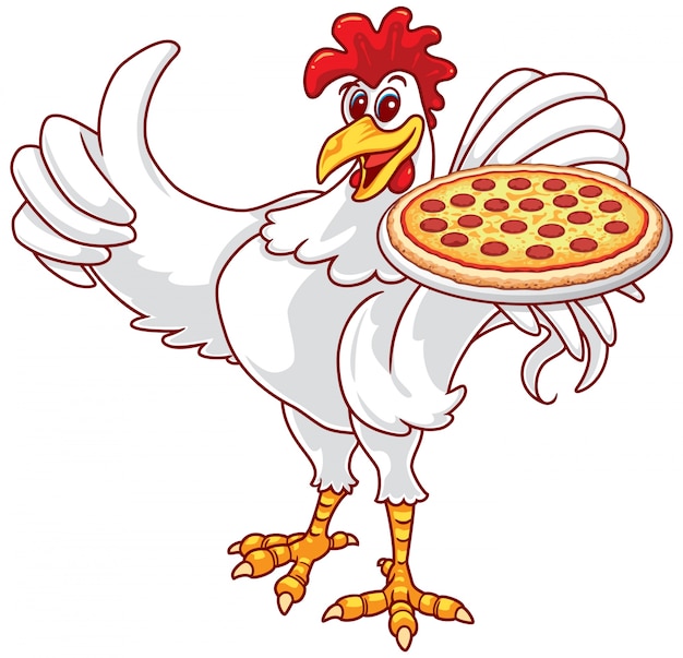 Gallo y pizza