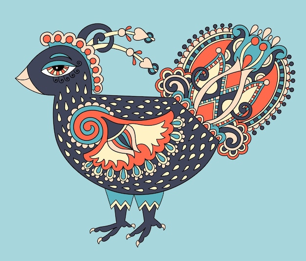 Gallo de símbolo de dibujo de pollo de dibujos animados retro original en estilo karakoko