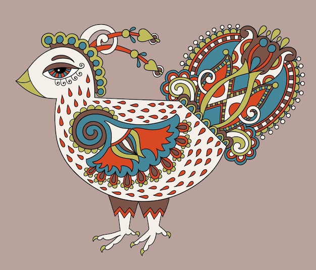 Vector gallo de símbolo de dibujo de pollo de dibujos animados retro original en estilo karakoko