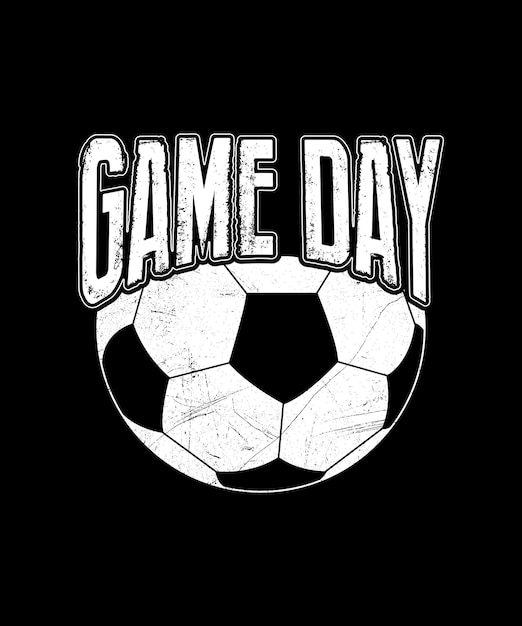 Game Day Football Play Ball Textura apenada Camisetas Campeonato deportivo Torneos Badge Grunge