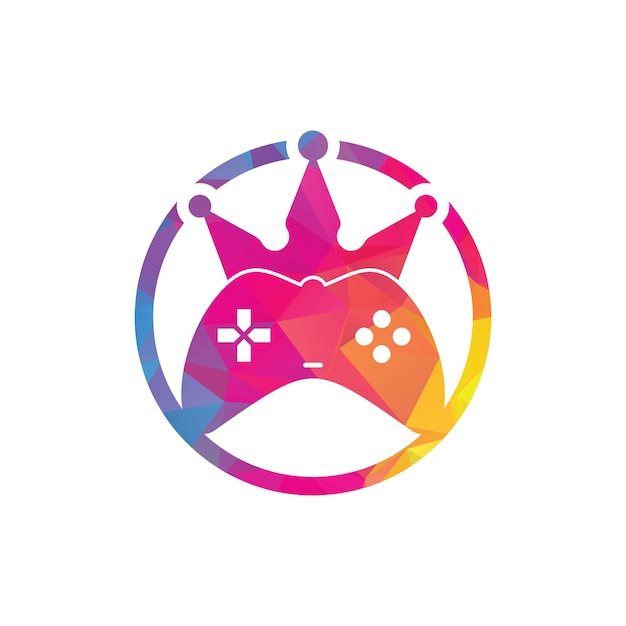 Vector game king logo icono diseño gamepad rey logo vector diseño ilustración