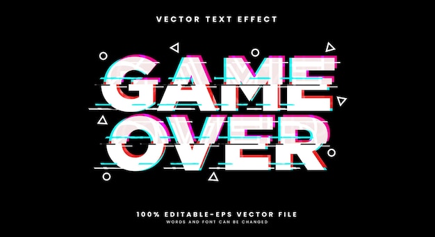 Game Over Glitch Style 3D Efecto de texto editable plantilla con tema de juegos