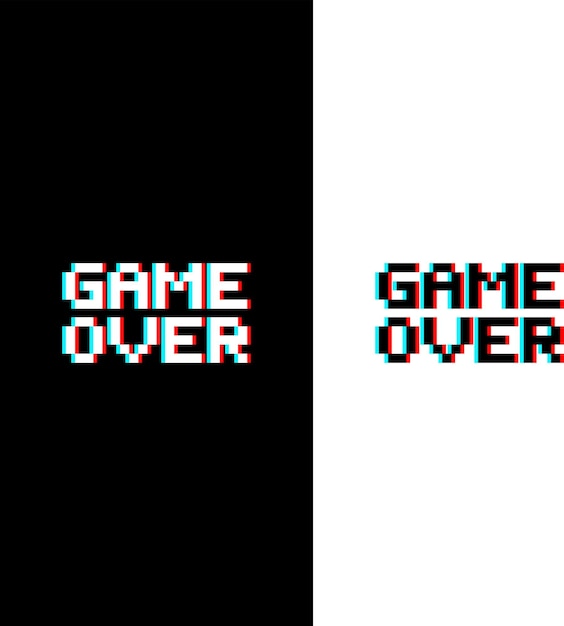 game over Pixel art para el diseño de juegos negativo y positivo