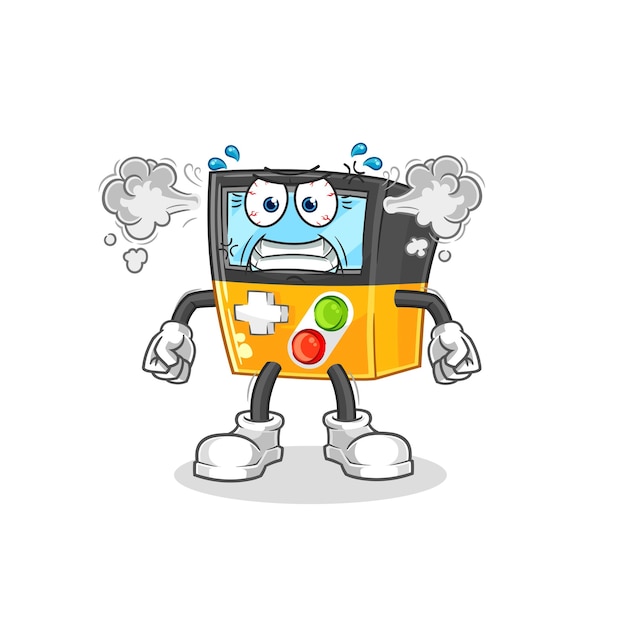 Gameboy muy enojado mascota vector de dibujos animados