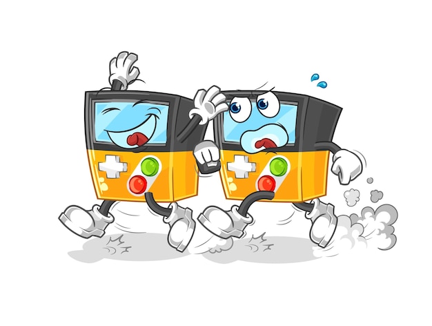 gameboy play chase dibujos animados mascota de dibujos animados vector