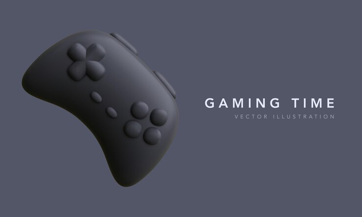Vector gamepad 3d aislado sobre fondo oscuro. gamepad de video electrónico, dispositivos informáticos. ilustración vectorial