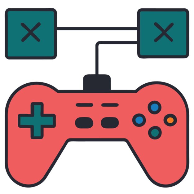 un gamepad con un contorno de colores de icono de botones