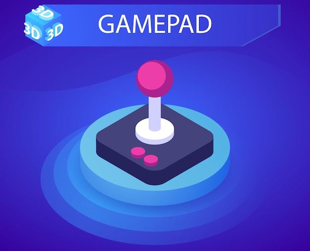 Gamepad icono de diseño isométrico Vector web ilustración 3d colorido concepto