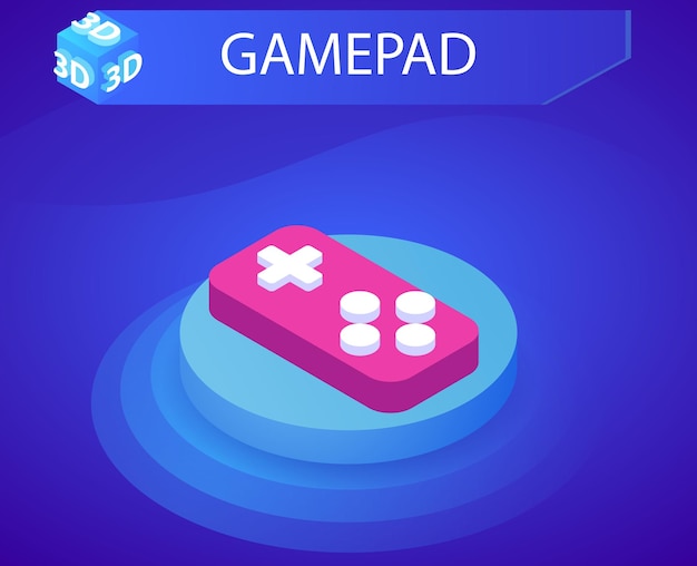 Gamepad icono de diseño isométrico Vector web ilustración 3d colorido concepto