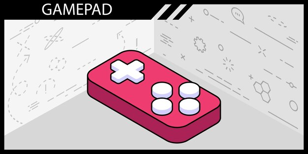 Gamepad icono de diseño isométrico Vector web ilustración 3d colorido concepto