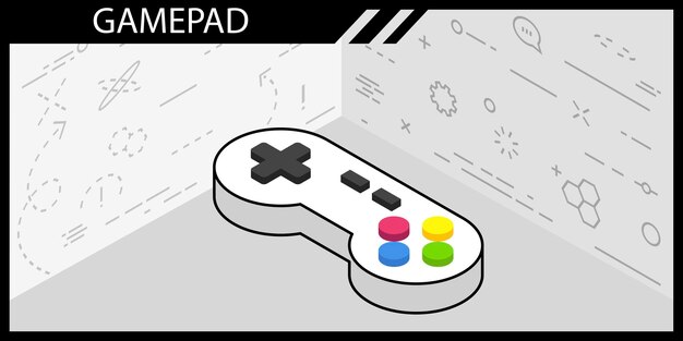 Gamepad icono de diseño isométrico Vector web ilustración 3d colorido concepto
