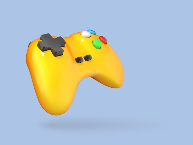 Gamepad realista 3D Controlador inalámbrico aislado sobre fondo azul Icono de vector de dibujos animados 3d de juegos de computadora