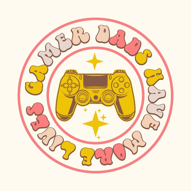 Gamer Dads Have More Lives Diseño de camiseta retro citas del día del padre vector de letras tipográficas