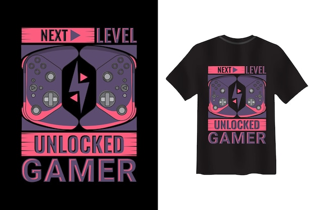 Gamer desbloqueado de siguiente nivel para diseño de camiseta de juego