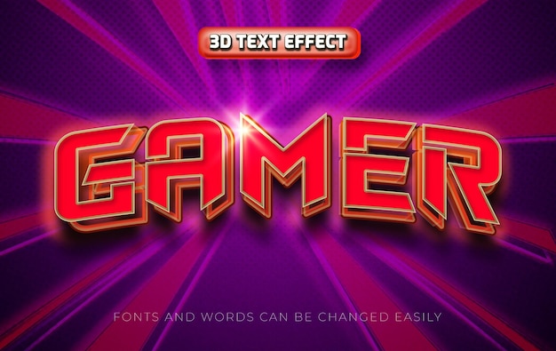 Gamer esports estilo de efecto de texto editable en 3d