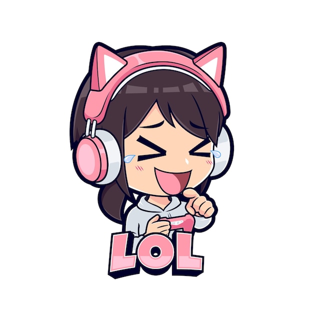 Gamer girl esport gaming riendo emoción mascota logo vector