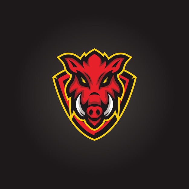gamer logo mascota cerdo rojo diseño vector ilustración
