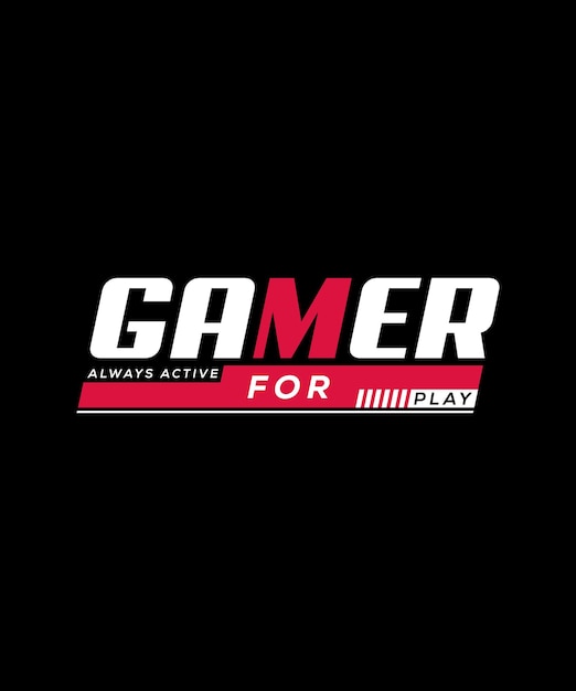 Gamer siempre activo diseño de camiseta de juego de tipografía