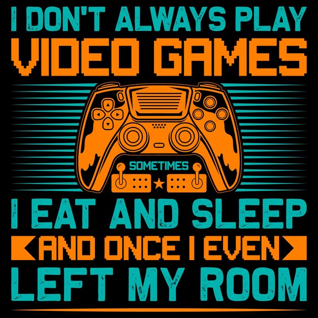 Gamer Typography T-shirt Design con gráfico vectorial editable.