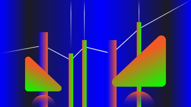 Vector gamificación del mercado de valores gráfico de barras de ping pong vibrante