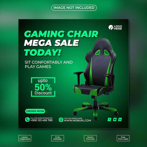 Gaming Chair Mega sale social media o plantilla de banner web