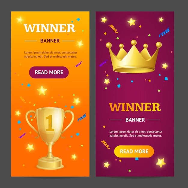 ganador, bandera, conjunto horizontal, vector