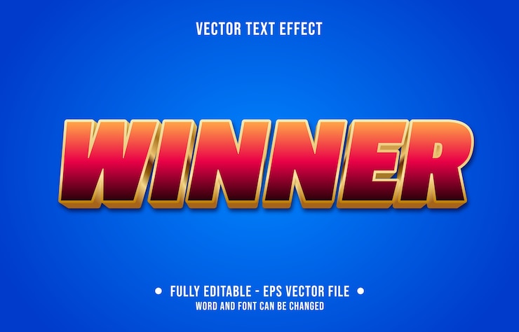Vector ganador efecto de texto editable estilo degradado moderno