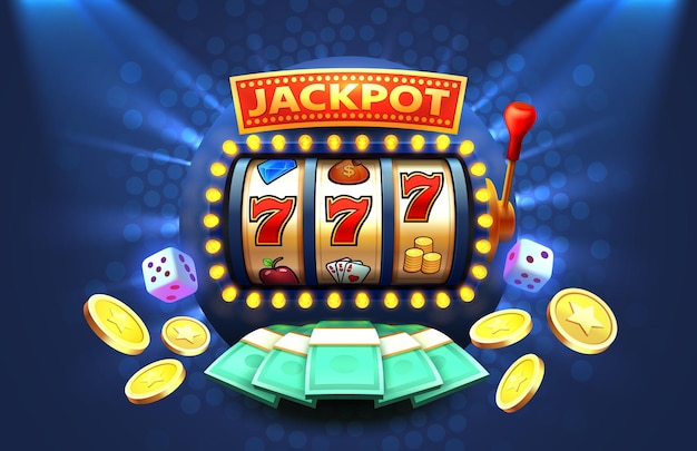 Vector ganador de las máquinas tragamonedas casino jackpot fortuna ganar estandarte ilustración vectorial