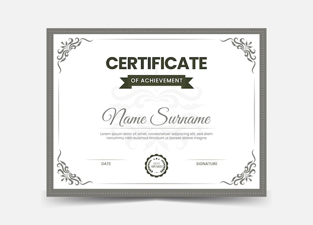 Ganador de los premios de la plantilla del certificado de logro del diploma