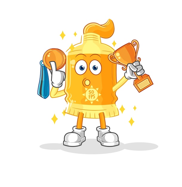 Ganador de protector solar con personaje de dibujos animados trofeo