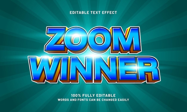 ganador de zoom efectos de texto editables con un tema de velocidad y carrera