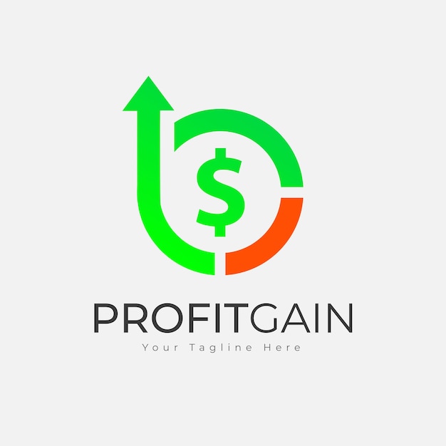 Ganancia de ganancias en línea ganancias de dólares plantilla de diseño de logotipo con icono de dólar y marca de flecha