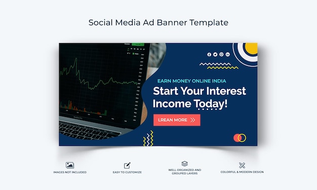 Las ganancias en línea de dinero Facebook Ad Banner Template