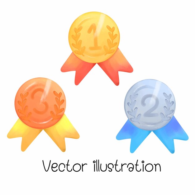 ganando las clasificaciones vectoriales conjunto de material de ilustración vectorial para deportes es un vector de acuarela