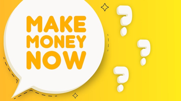 Ganar dinero ahora Burbuja de habla con Ganar dinero Ahora Ilustración 2D Icono de línea vectorial de estilo plano para negocios y publicidad