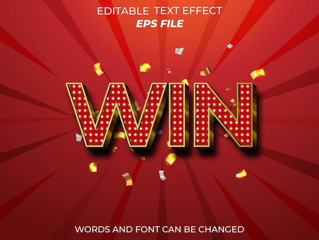 ganar efecto de texto fuente tipografía editable plantilla de vector de texto 3d
