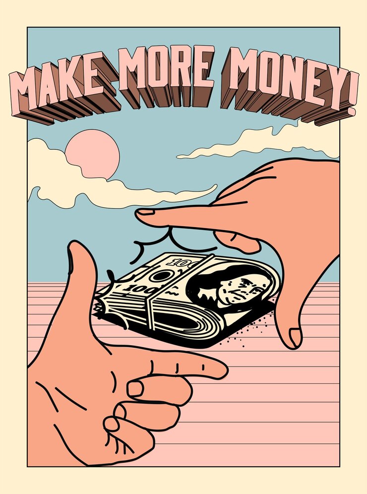 Ganar más plantilla de diseño de portada de libro o póster motivacional de dinero