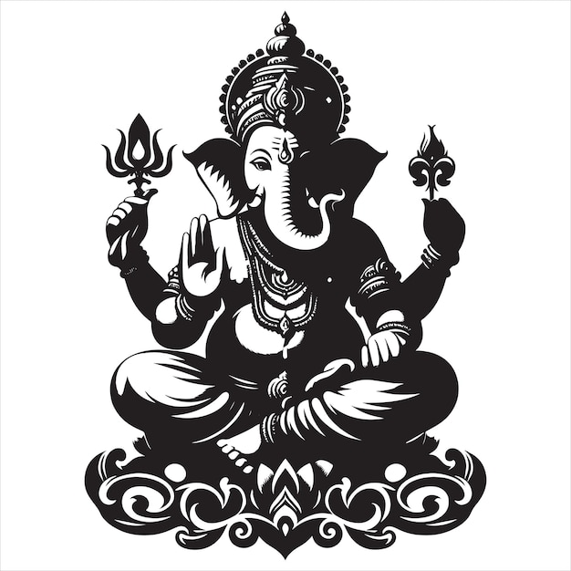 Ganesh Chaturthi o Vinayaka Chaturthi es un popular festival hindú Clip de arte vectorial de silueta