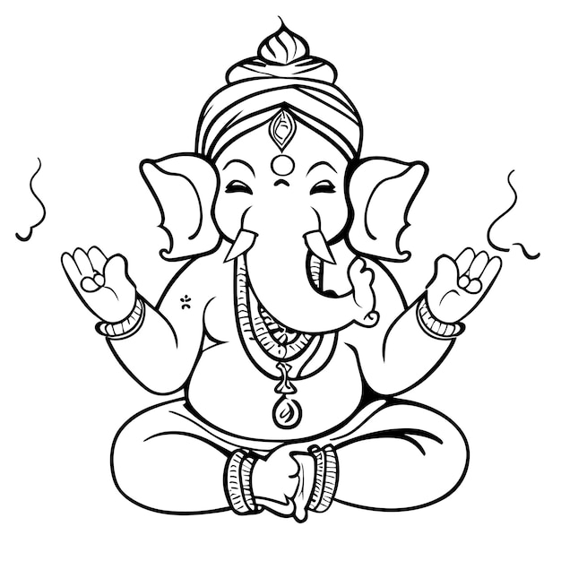 Ganesh jayanti señor ganesha dibujado a mano dibujos animados pegatina icono concepto aislado ilustración