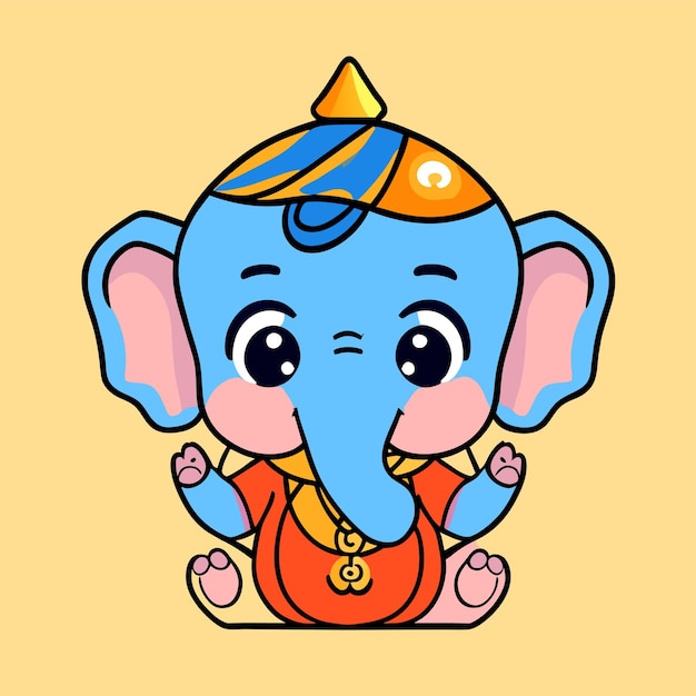 Ganesh jayanti señor ganesha dibujado a mano dibujos animados pegatina icono concepto aislado ilustración