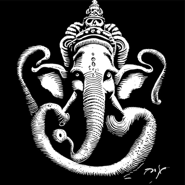 Ganesh jayanti señor ganesha dibujado a mano dibujos animados pegatina icono concepto aislado ilustración