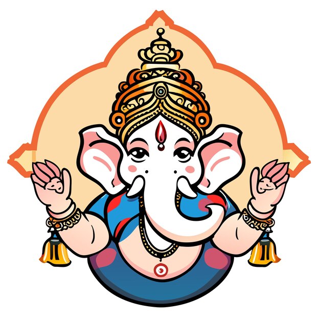 Ganesh jayanti señor ganesha dibujado a mano dibujos animados pegatina icono concepto aislado ilustración