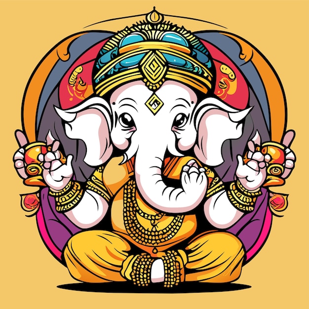 Vector ganesh jayanti señor ganesha dibujado a mano dibujos animados pegatina icono concepto aislado ilustración