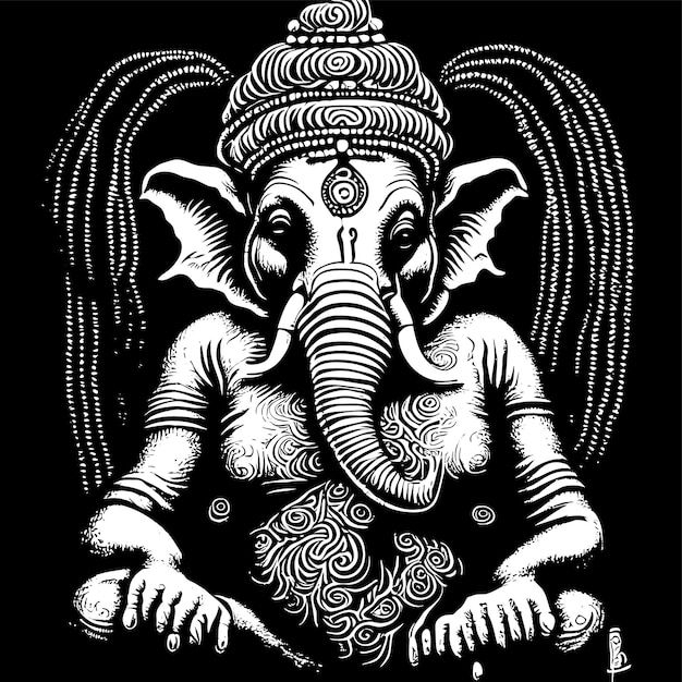 Ganesh jayanti señor ganesha dibujado a mano dibujos animados pegatina icono concepto aislado ilustración