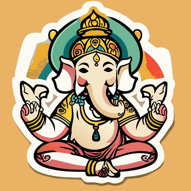 Ganesh jayanti señor ganesha dibujado a mano dibujos animados pegatina icono concepto aislado ilustración