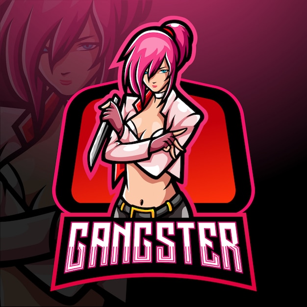 Gangster girl esport logo diseño de mascota