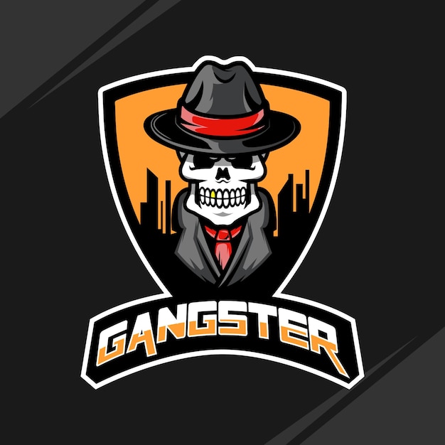 Gangster Pro player esport gaming mascota logo template Vector Premium