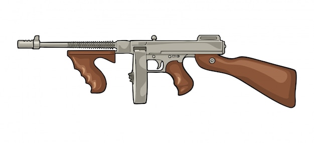 Gangsters arma automática Tommy gun. Vendimia plana