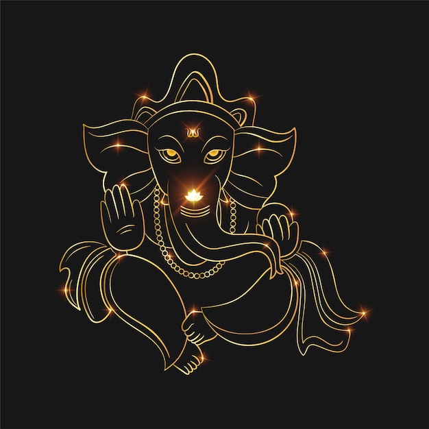 Ganpati vector sri ganesh gradiente dorado trazo vector objeto