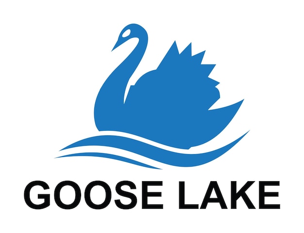 un ganso está en un fondo blanco con una ola en él logotipo del lago ganso